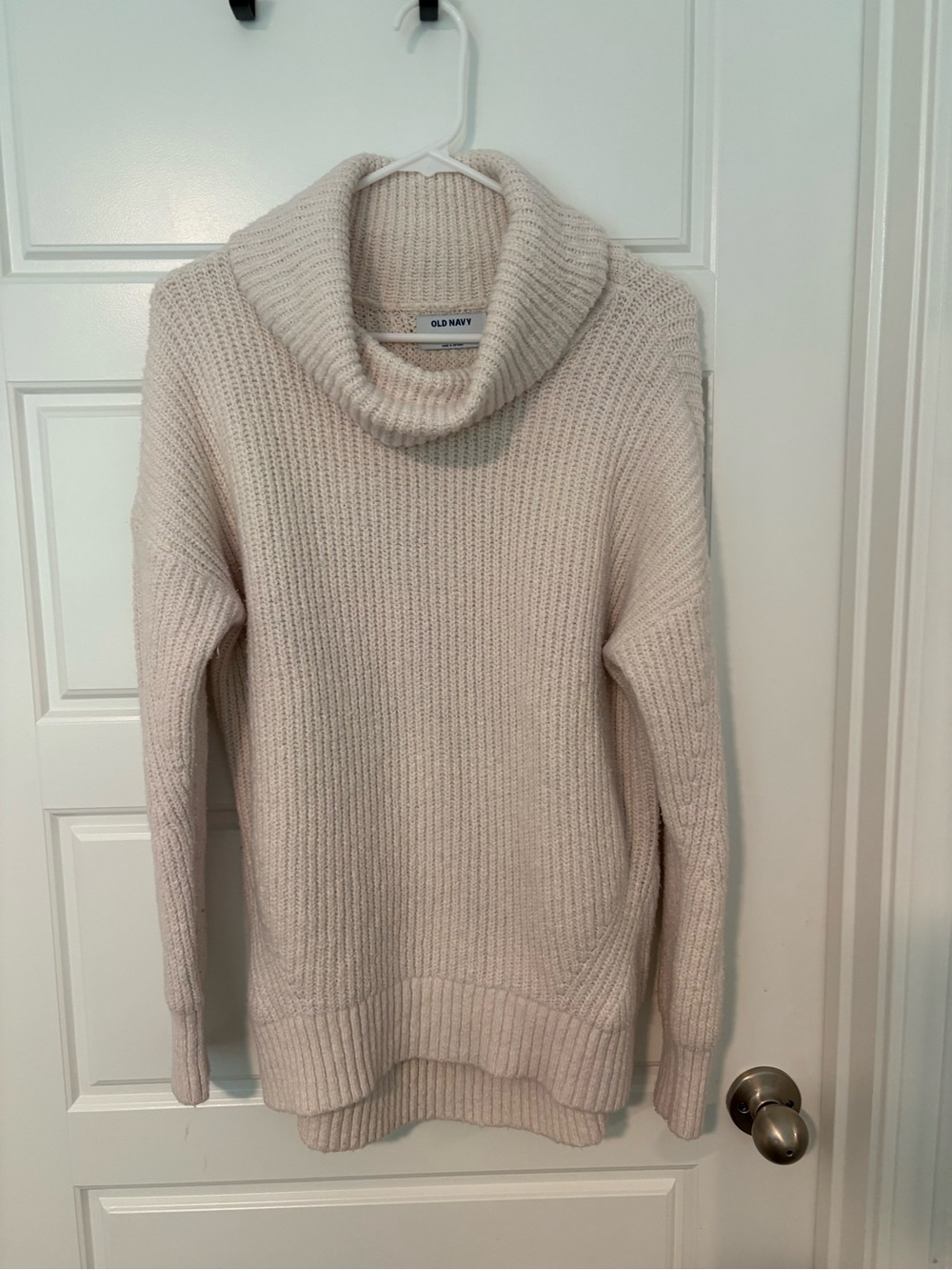Old Navy Cream Ribbed Cowl-Neck Sweater